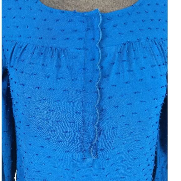 Anthropologie Maeve navy blue swiss dot blouse 4 - Picture 6 of 10